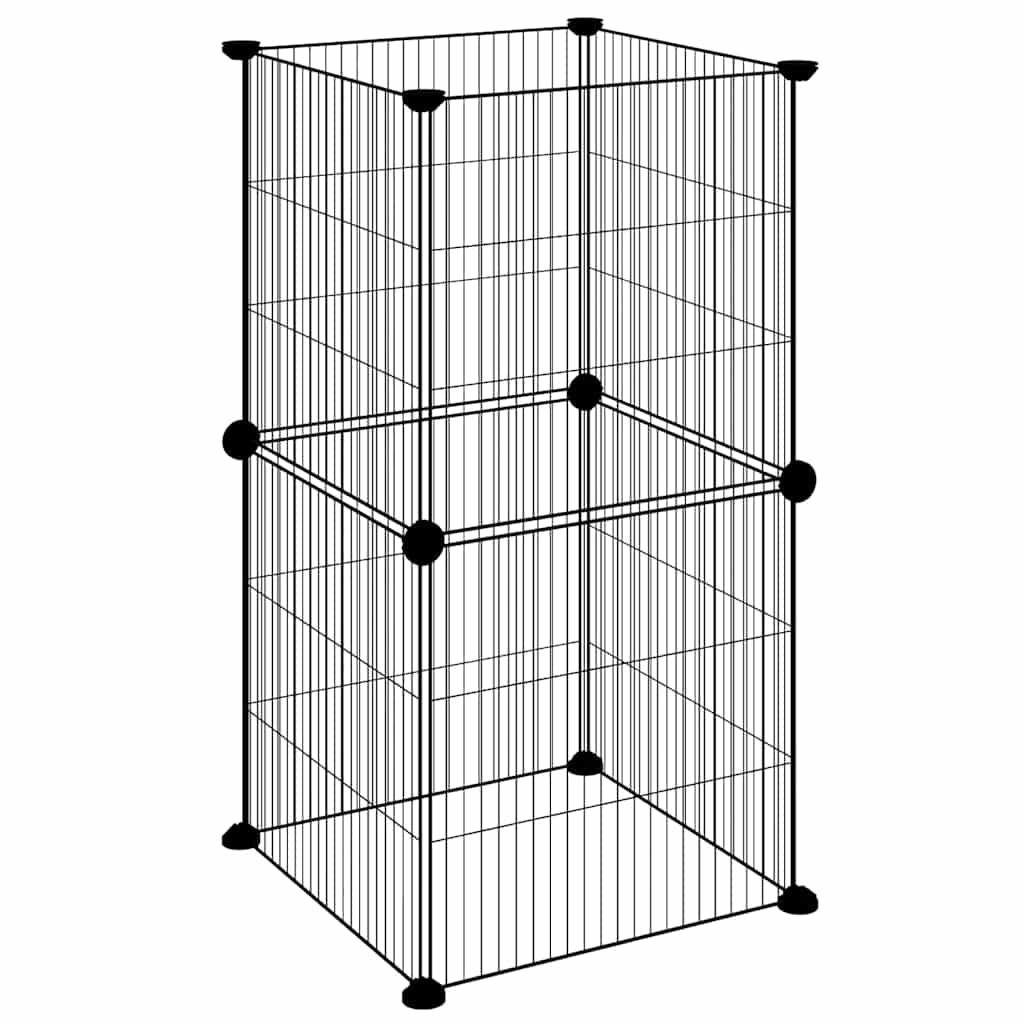 Kavez za kućne ljubimce s 8 panela crni 35 x 35 cm čelični