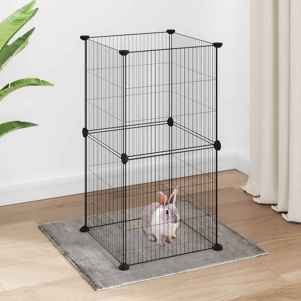 Kavez za kućne ljubimce s 8 panela crni 35 x 35 cm čelični