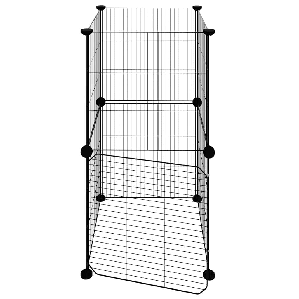 Kavez za ljubimce s 8 panela i vratima crni 35 x 35 cm čelični