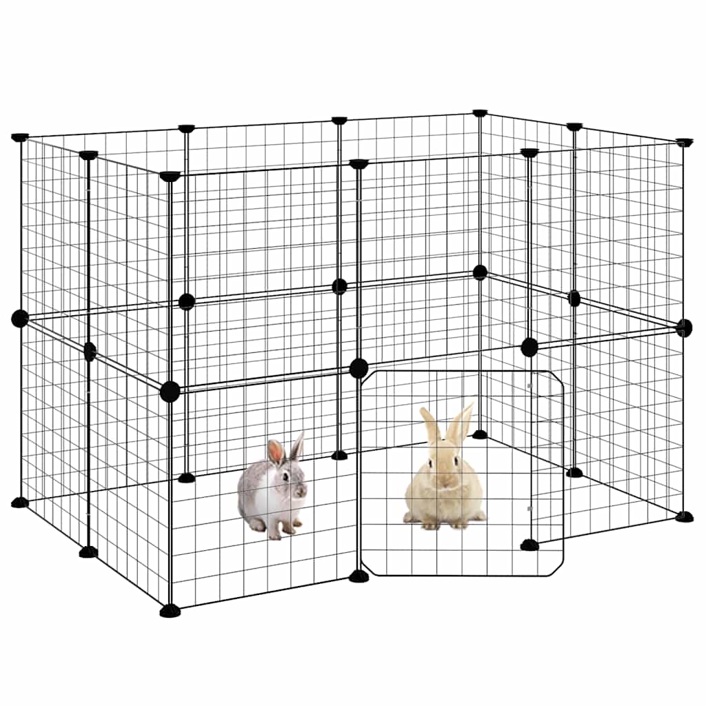 Kavez za ljubimce s 20 panela i vratima crni 35 x 35 cm čelični