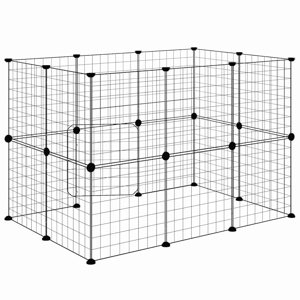Kavez za ljubimce s 20 panela i vratima crni 35 x 35 cm čelični