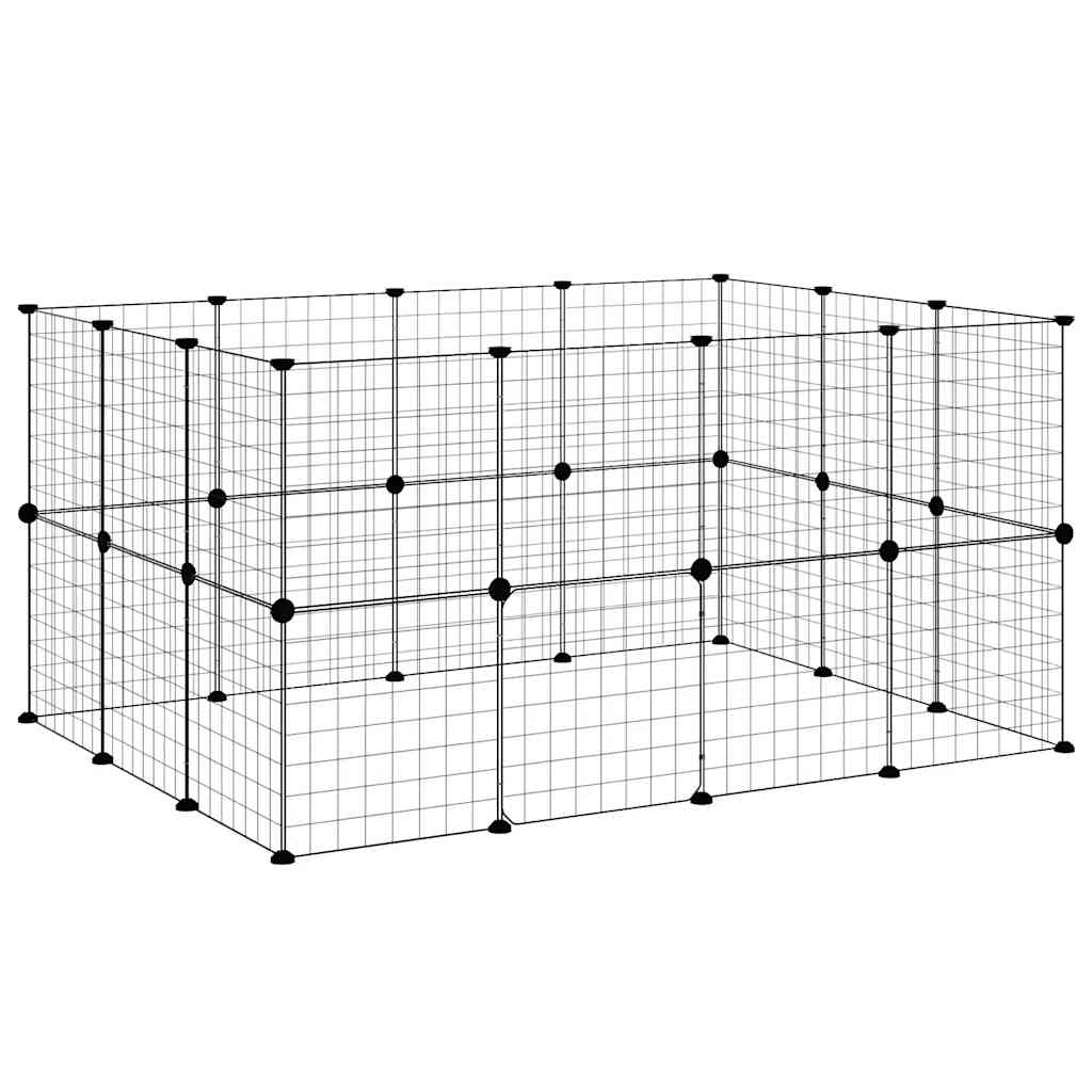 Kavez za ljubimce s 28 panela i vratima crni 35 x 35 cm čelični
