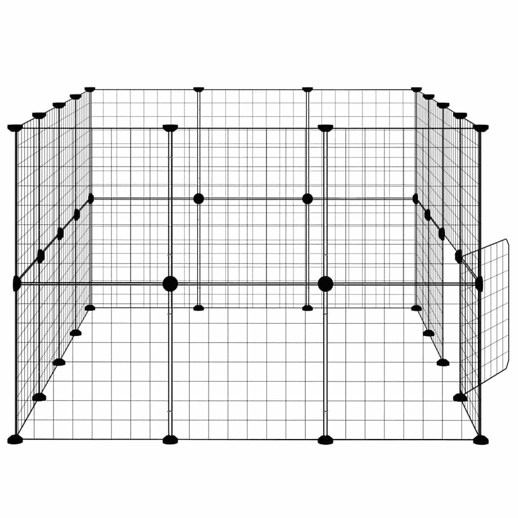 Kavez za ljubimce s 28 panela i vratima crni 35 x 35 cm čelični