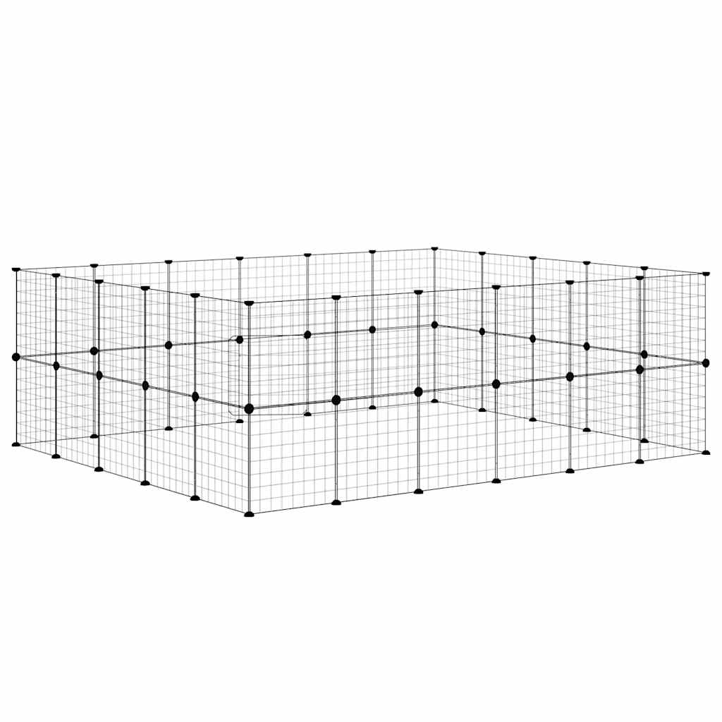 Kavez za ljubimce s 44 panela i vratima crni 35 x 35 cm čelični