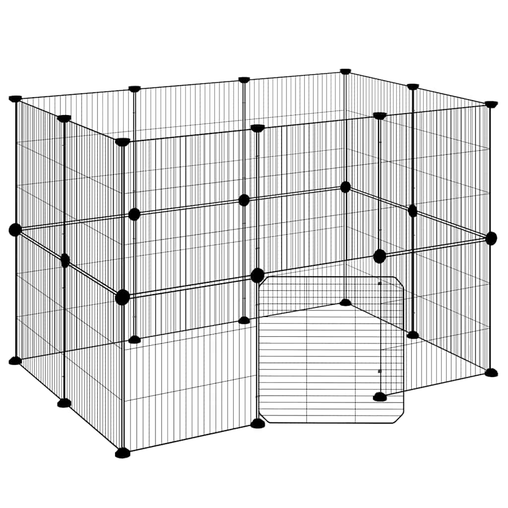 Kavez za ljubimce s 20 panela i vratima crni 35 x 35 cm čelični