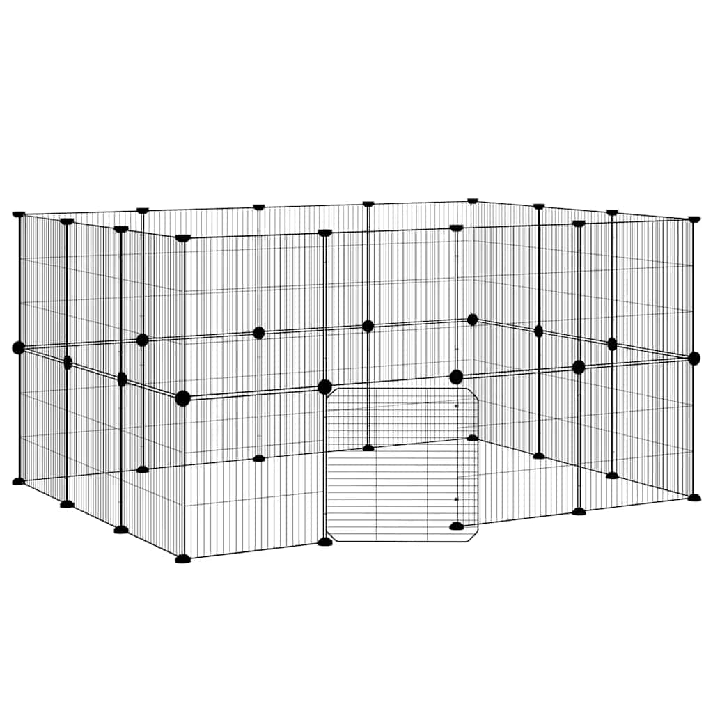 Kavez za ljubimce s 28 panela i vratima crni 35 x 35 cm čelični