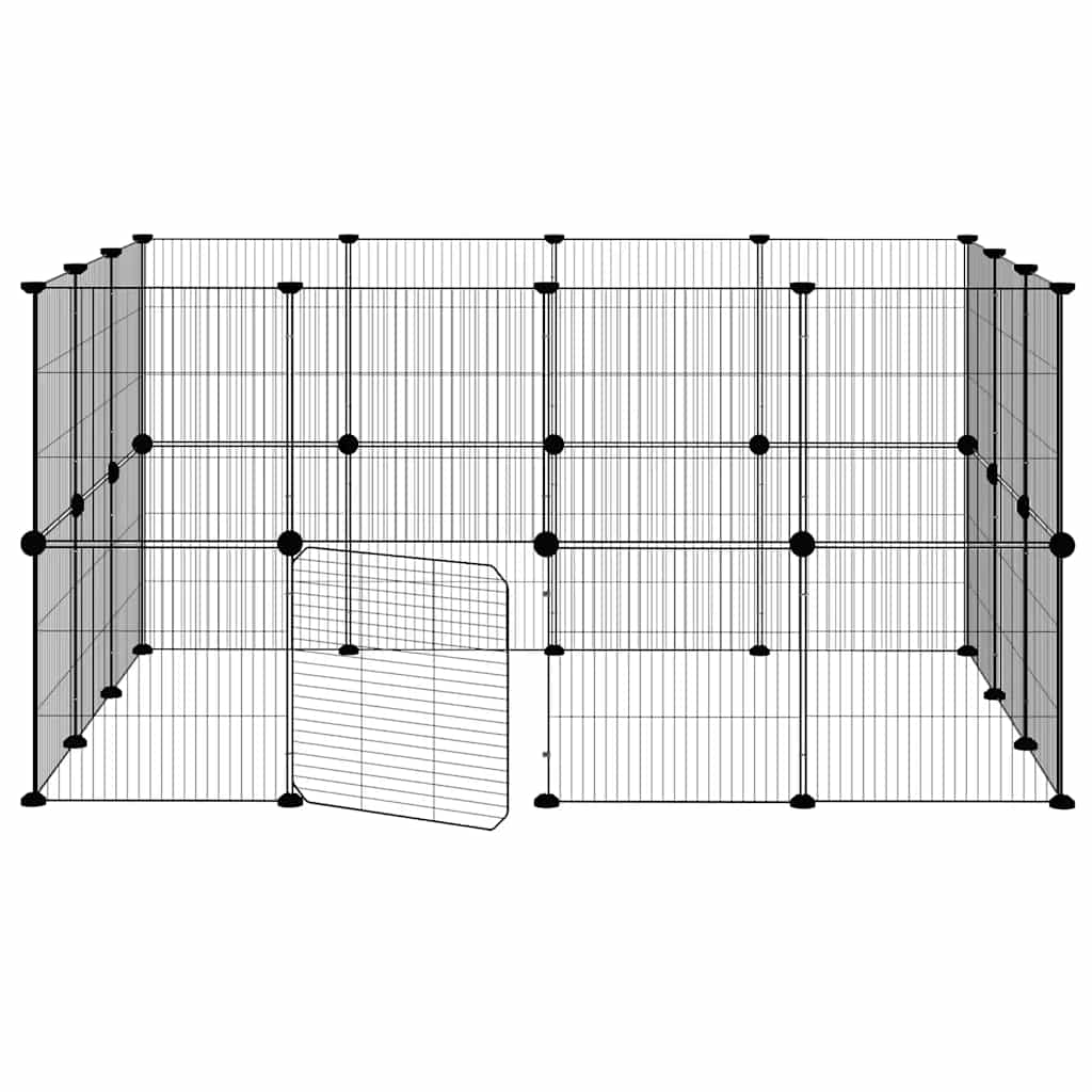 Kavez za ljubimce s 28 panela i vratima crni 35 x 35 cm čelični