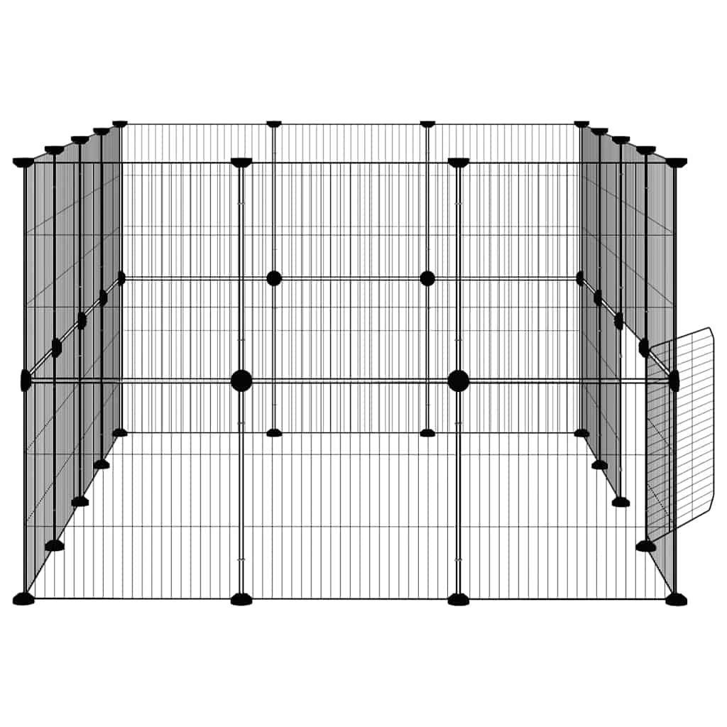 Kavez za ljubimce s 28 panela i vratima crni 35 x 35 cm čelični