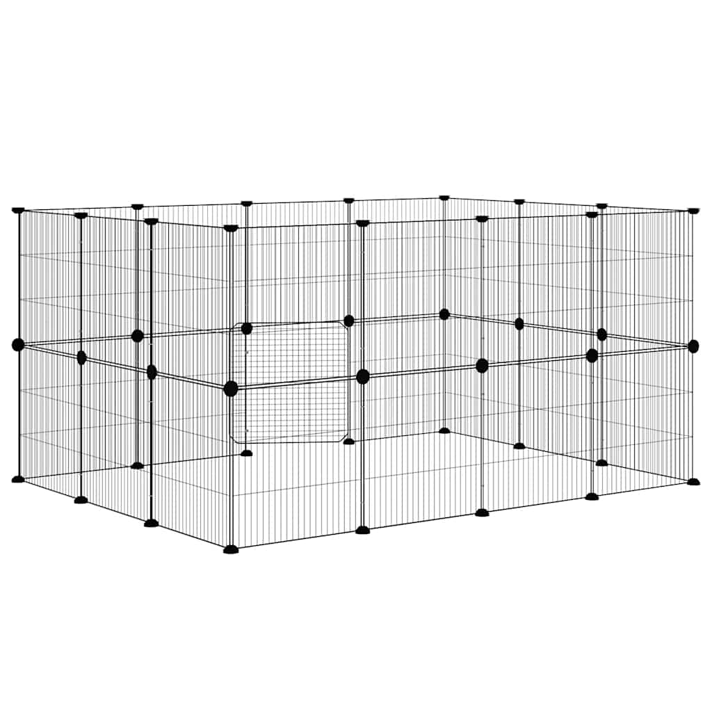 Kavez za ljubimce s 28 panela i vratima crni 35 x 35 cm čelični