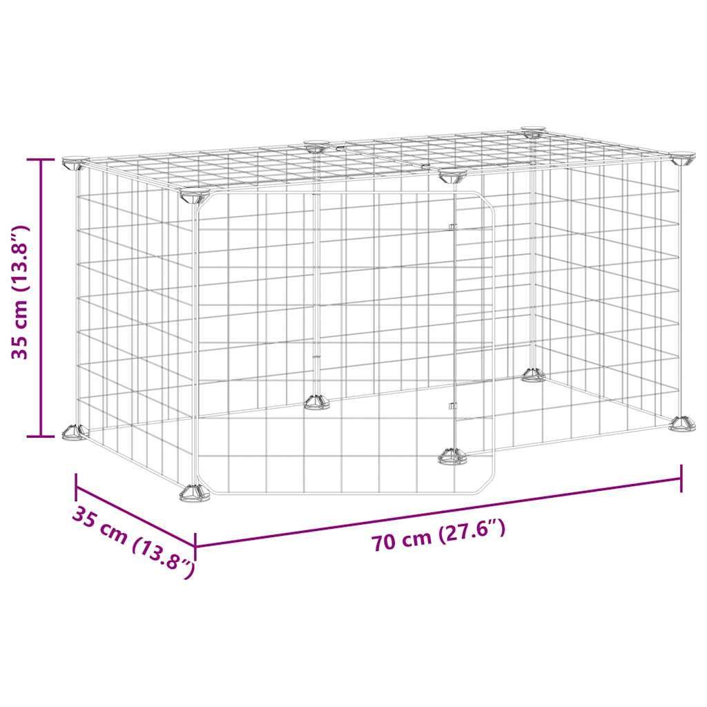 Kavez za ljubimce s 8 panela i vratima crni 35 x 35 cm čelični