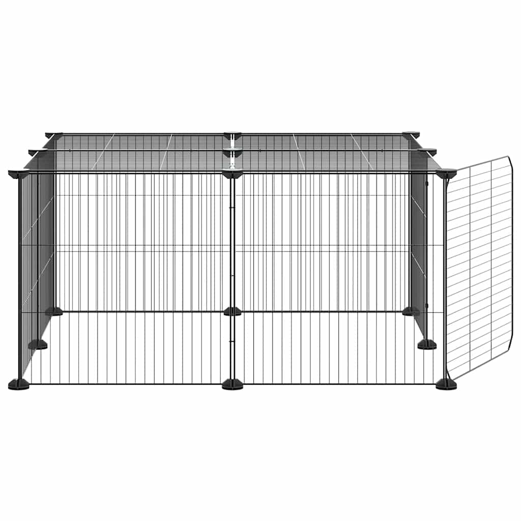Kavez za ljubimce s 12 panela i vratima crni 35 x 35 cm čelični
