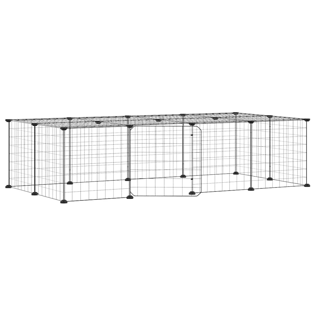 Kavez za ljubimce s 20 panela i vratima crni 35 x 35 cm čelični