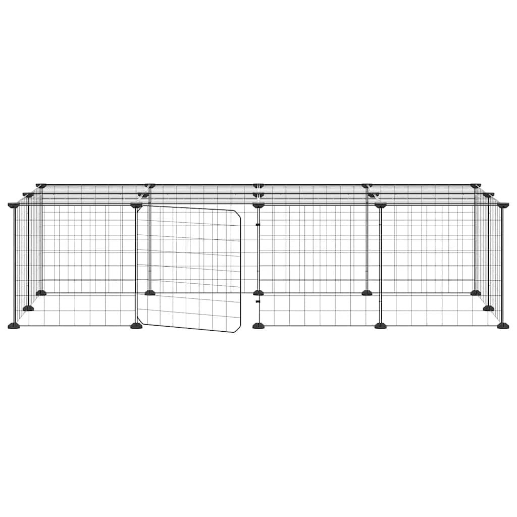 Kavez za ljubimce s 20 panela i vratima crni 35 x 35 cm čelični