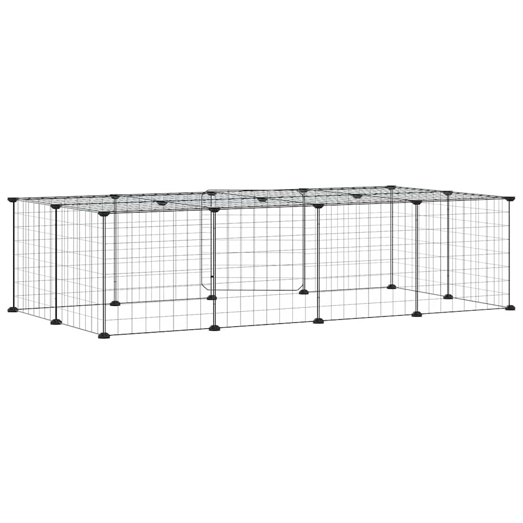 Kavez za ljubimce s 20 panela i vratima crni 35 x 35 cm čelični
