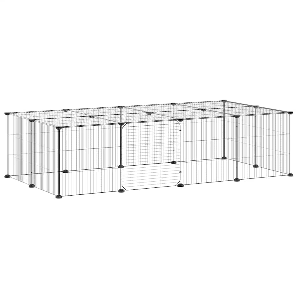 Kavez za ljubimce s 20 panela i vratima crni 35 x 35 cm čelični