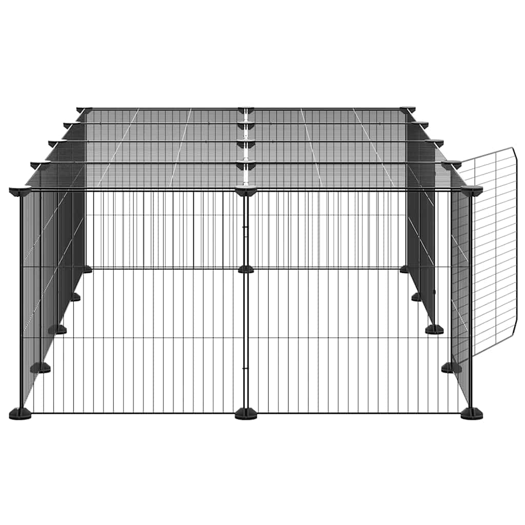 Kavez za ljubimce s 20 panela i vratima crni 35 x 35 cm čelični
