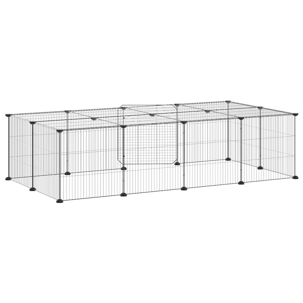 Kavez za ljubimce s 20 panela i vratima crni 35 x 35 cm čelični