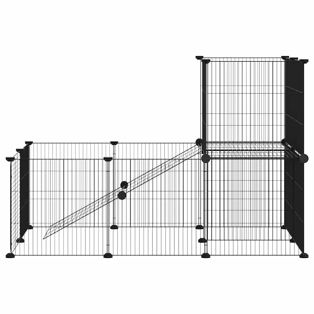 Kavez za ljubimce s 20 panela i vratima crni 35 x 35 cm čelični