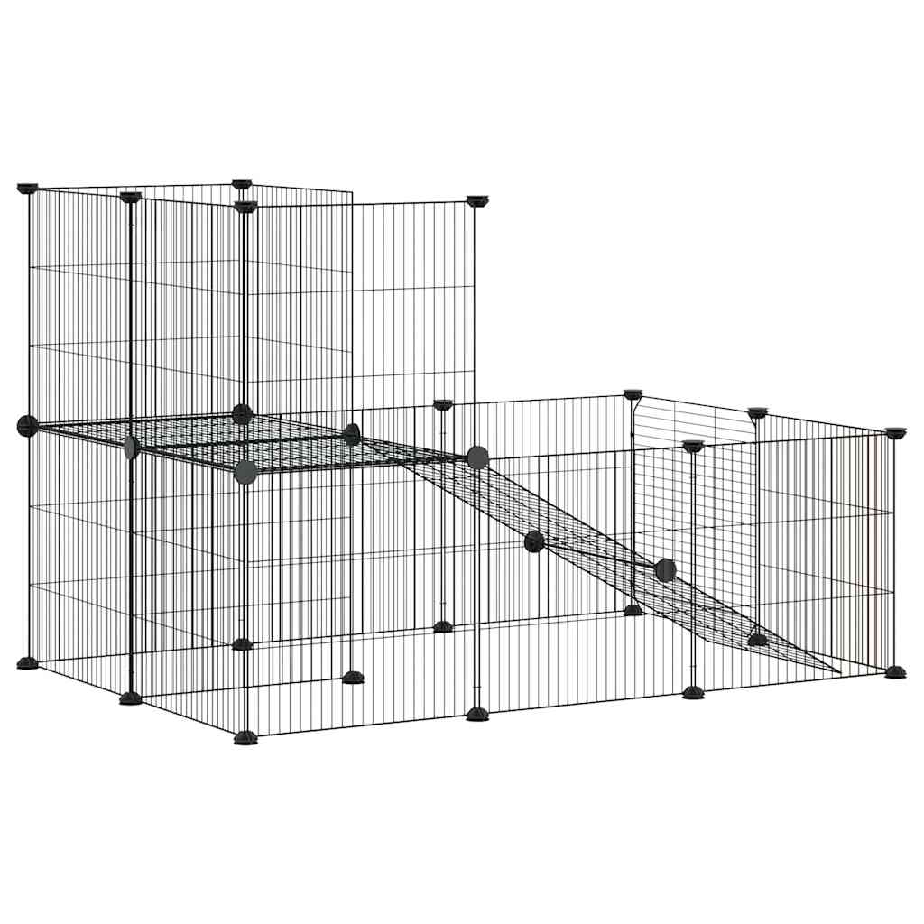 Kavez za ljubimce s 20 panela i vratima crni 35 x 35 cm čelični