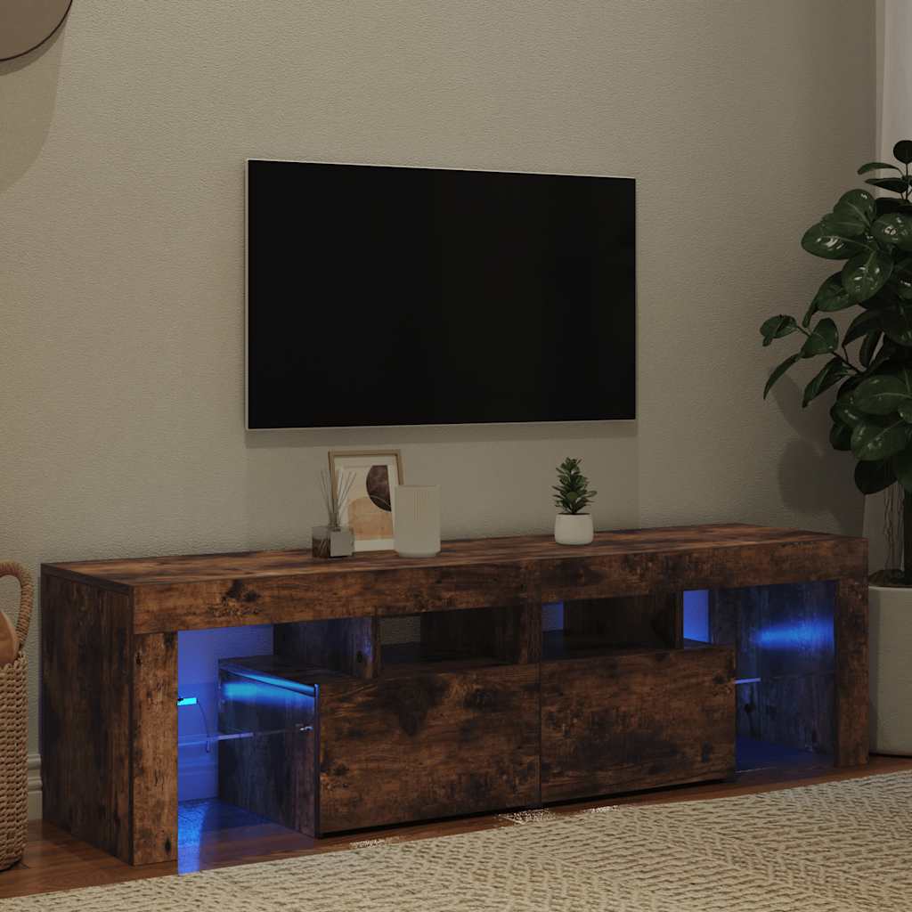 TV ormarić s LED svjetlima boja dimljenog hrasta 140x36,5x40 cm