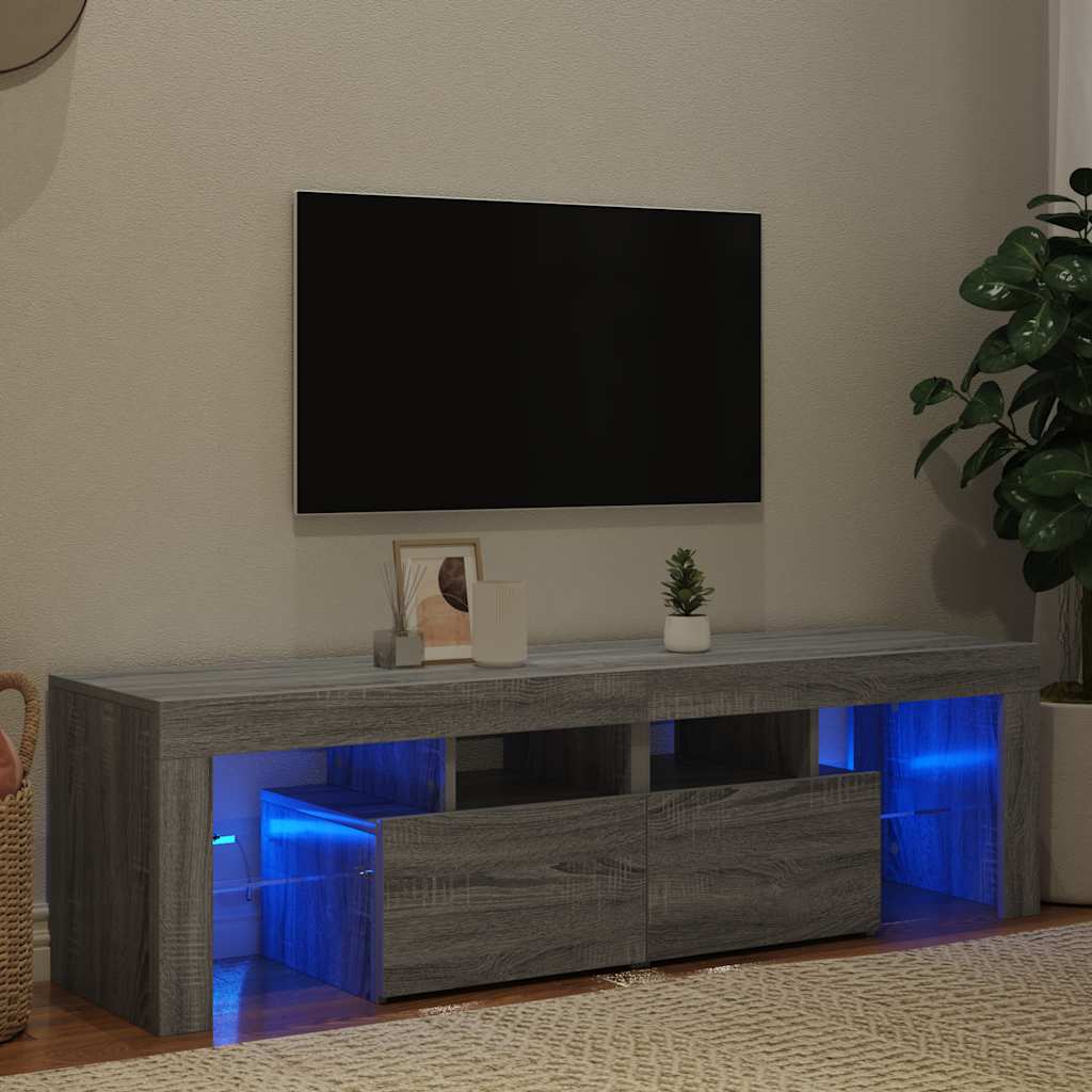 TV ormarić s LED svjetlima siva boja hrasta 140 x 36,5 x 40 cm