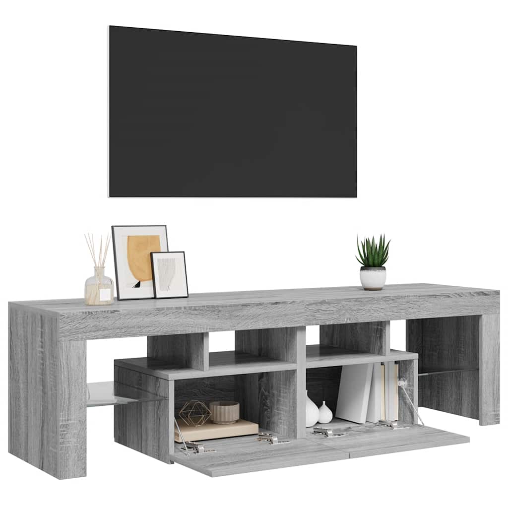 TV ormarić s LED svjetlima siva boja hrasta 140 x 36,5 x 40 cm
