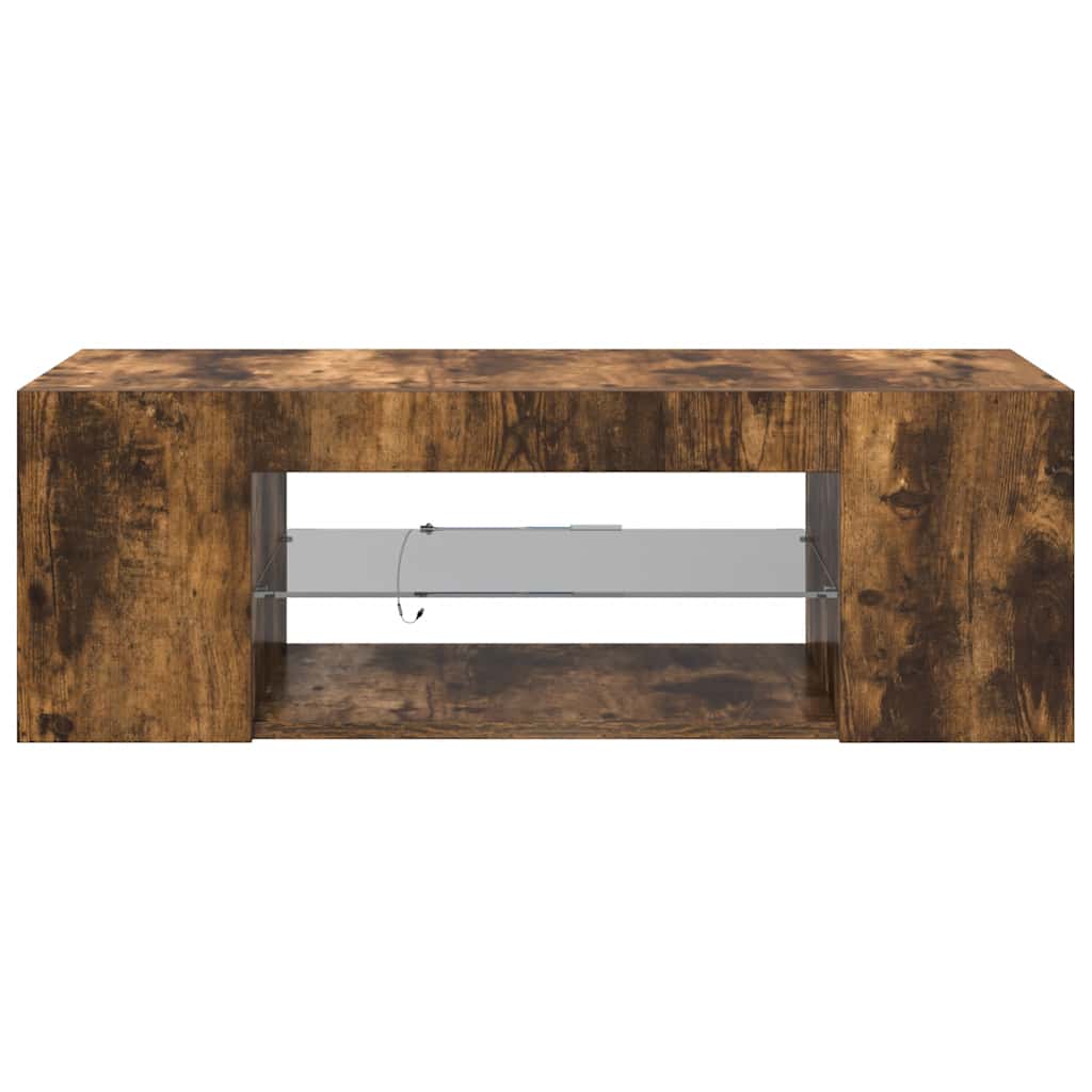 TV ormarić s LED svjetlima boja dimljenog hrasta 90x39x30 cm