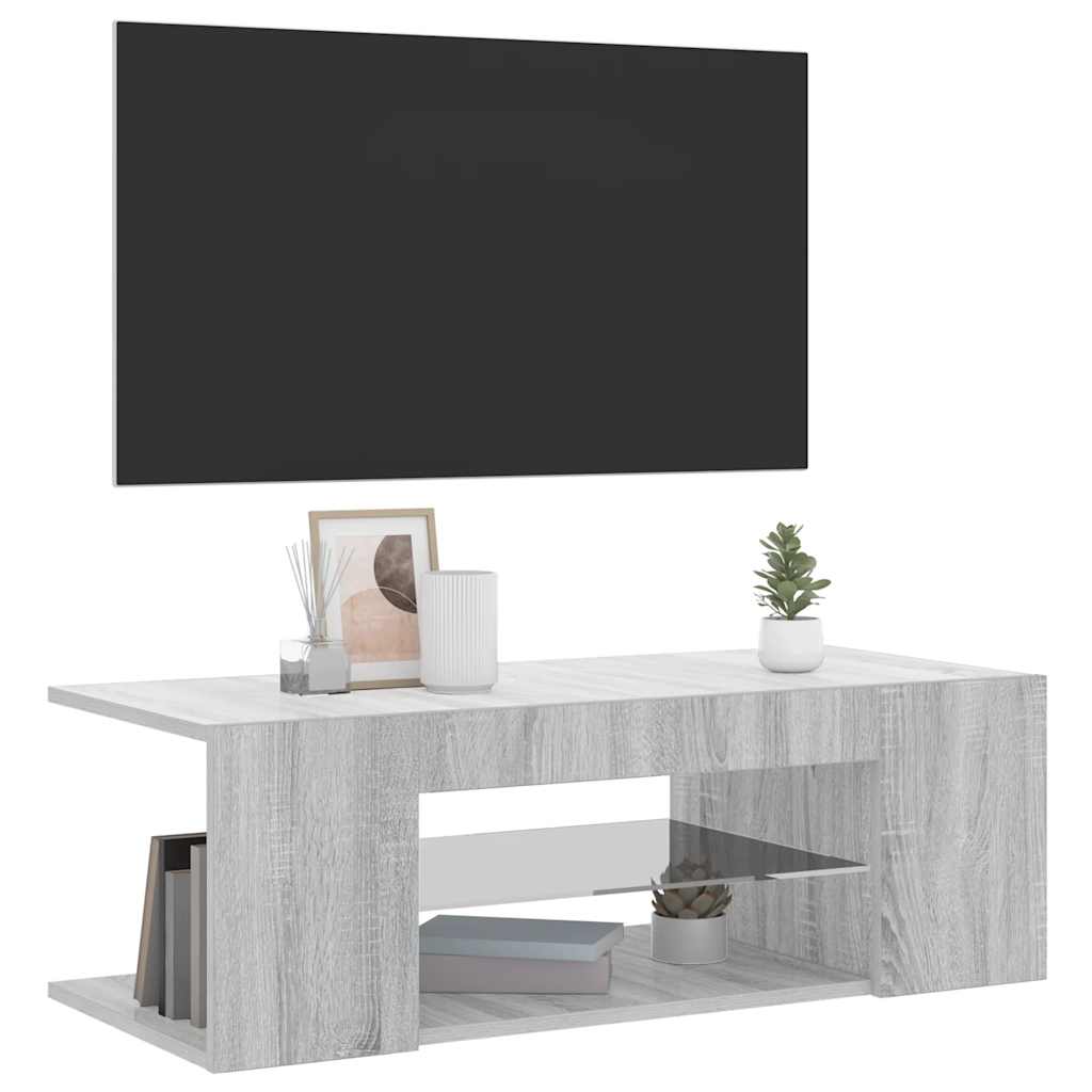TV ormarić s LED svjetlima boja hrasta sonome 90 x 39 x 30 cm