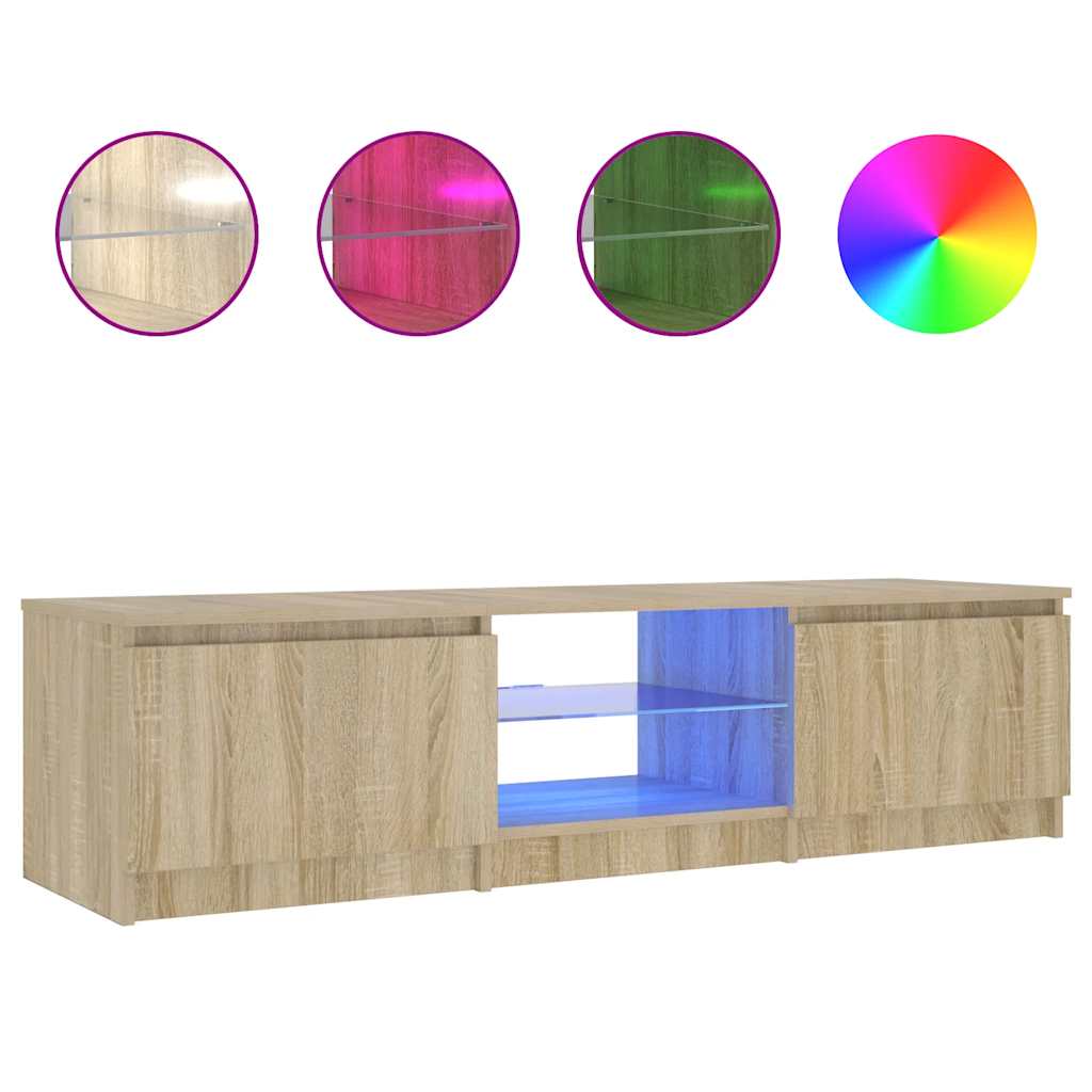 TV ormarić s LED svjetlima boja dimljenog hrasta 140x40x36 cm