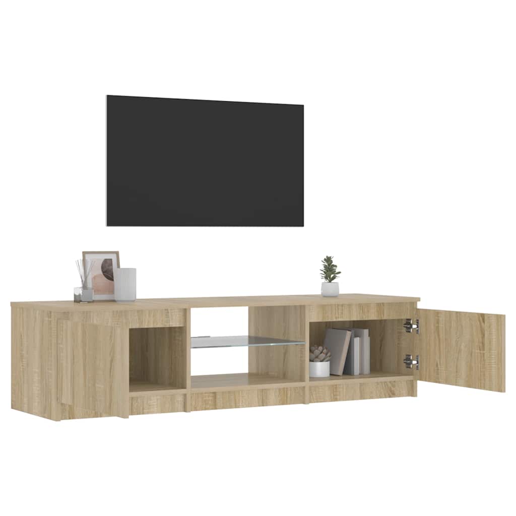 TV ormarić s LED svjetlima boja dimljenog hrasta 140x40x36 cm