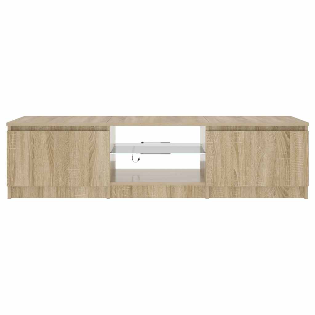 TV ormarić s LED svjetlima boja dimljenog hrasta 140x40x36 cm