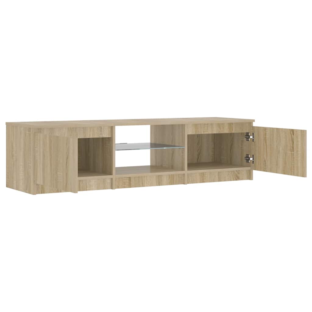 TV ormarić s LED svjetlima boja dimljenog hrasta 140x40x36 cm