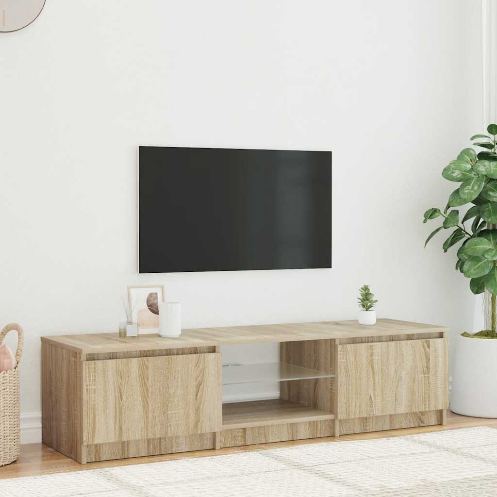 TV ormarić s LED svjetlima boja dimljenog hrasta 140x40x36 cm