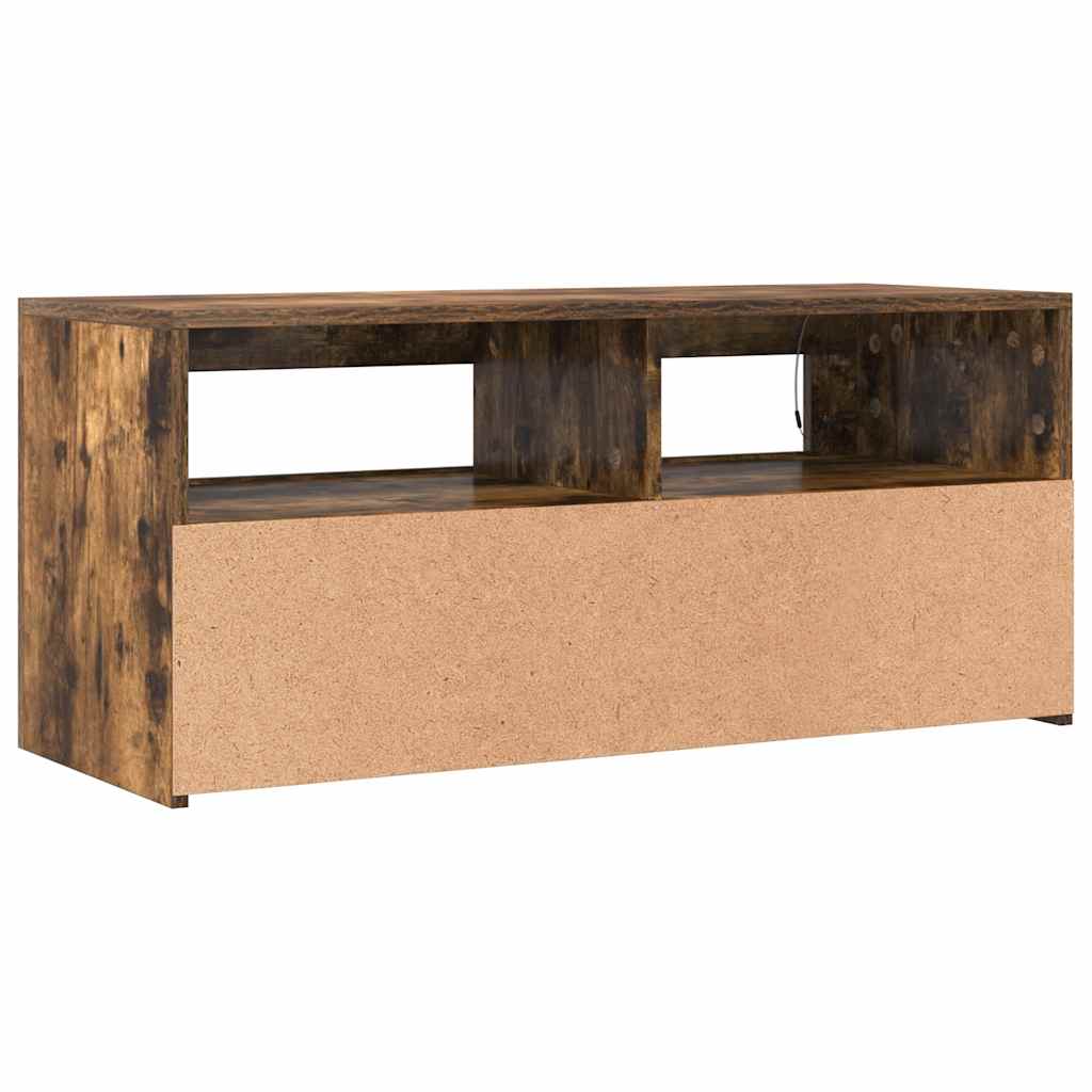 TV ormarić s LED svjetlima boja dimljenog hrasta 90x35x40 cm