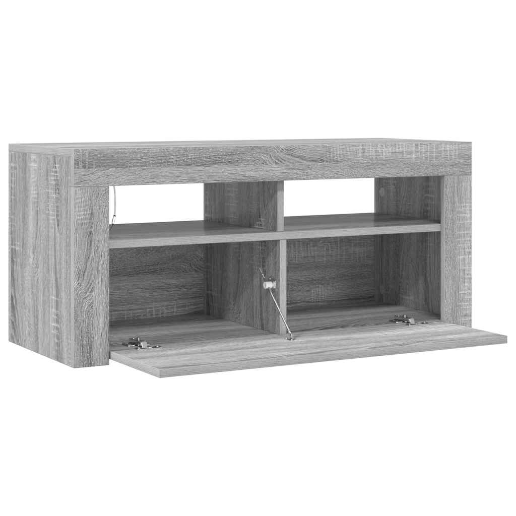 TV ormarić s LED svjetlima boja sivog hrasta sonome 90x35x40 cm