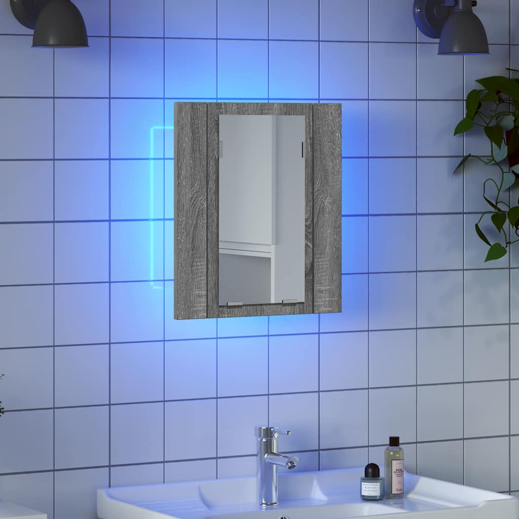 LED kupaonski ormarić s ogledalom boja hrasta 40x12x45cm drveni