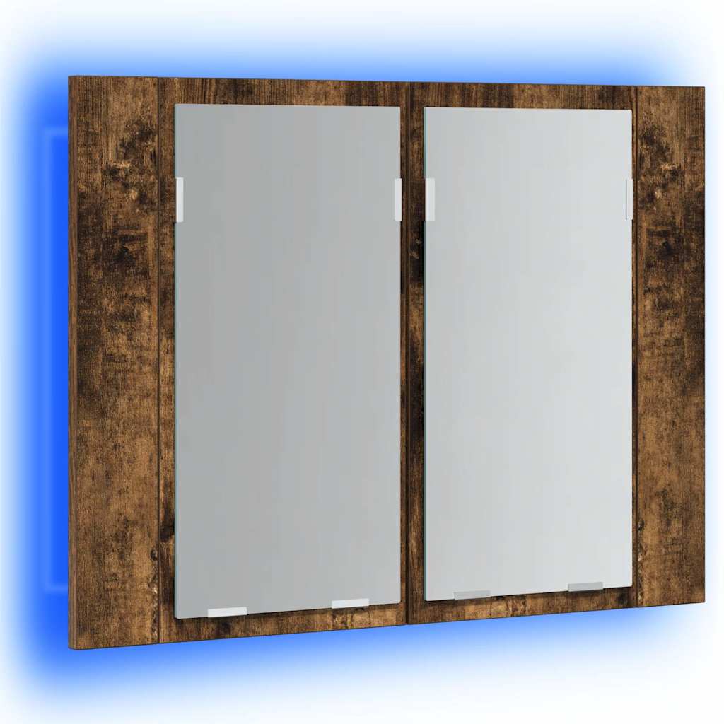 LED kupaonski ormarić s ogledalom boja hrasta 60x12x45cm drveni