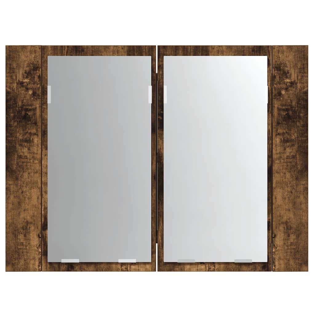 LED kupaonski ormarić s ogledalom boja hrasta 60x12x45cm drveni