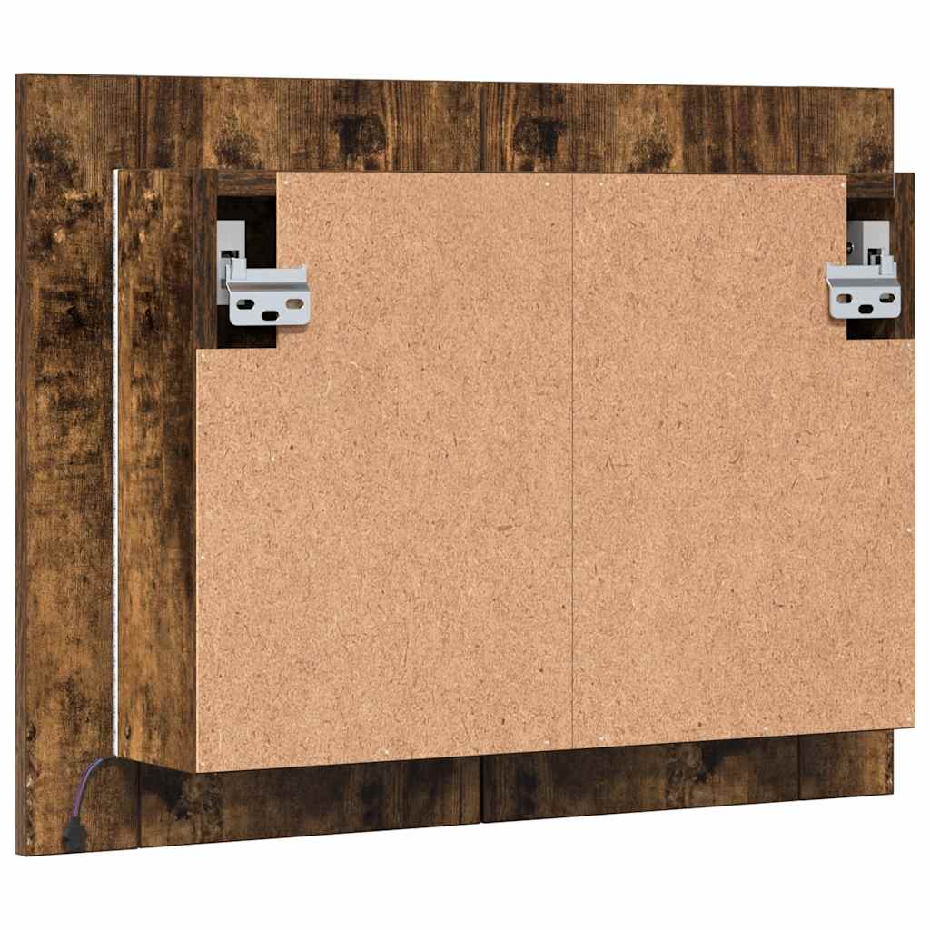 LED kupaonski ormarić s ogledalom boja hrasta 60x12x45cm drveni