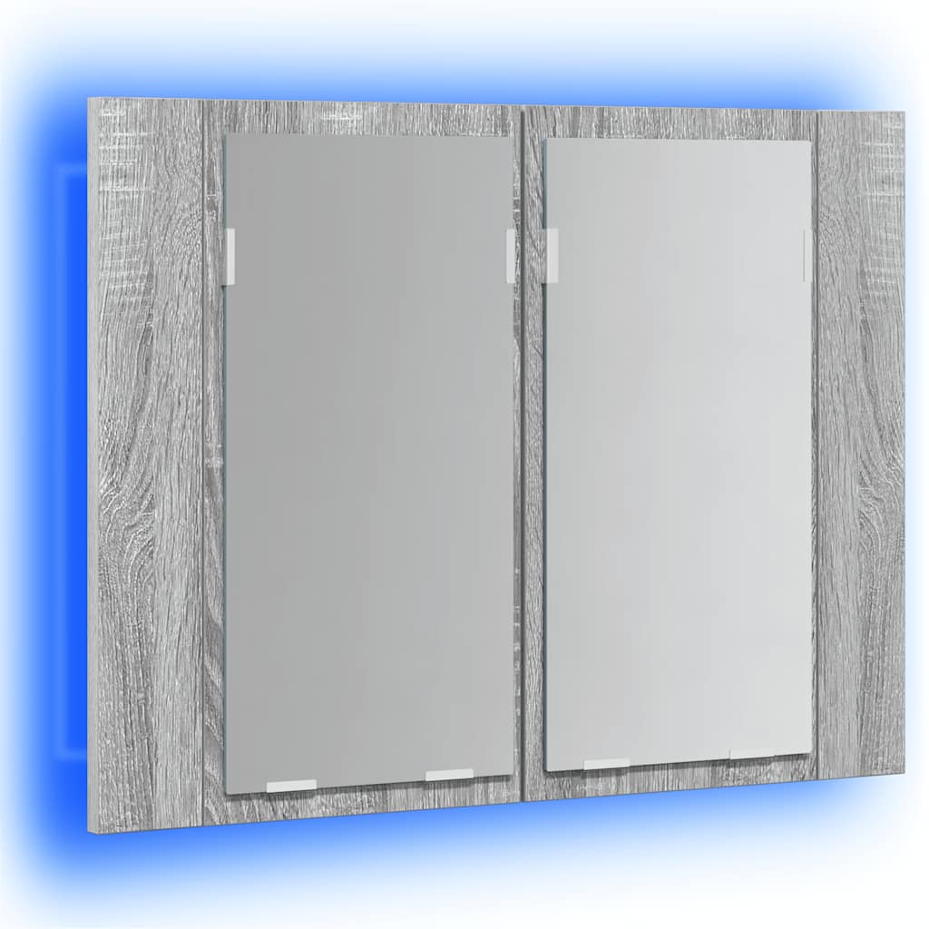 LED kupaonski ormarić s ogledalom boja hrasta 60x12x45cm drveni
