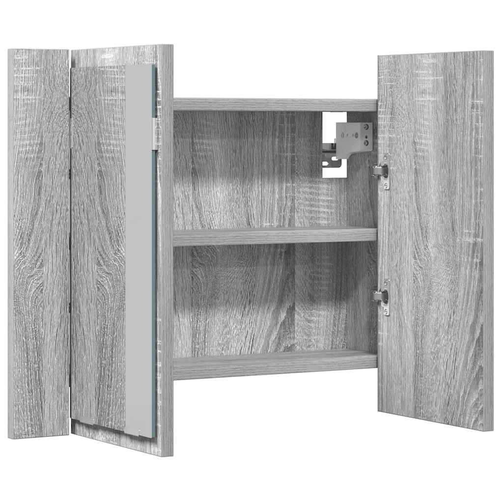 LED kupaonski ormarić s ogledalom boja hrasta 60x12x45cm drveni