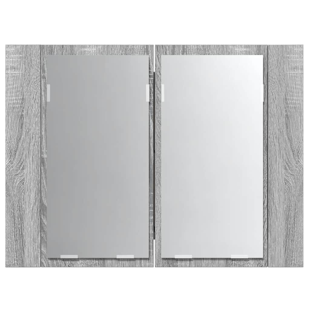 LED kupaonski ormarić s ogledalom boja hrasta 60x12x45cm drveni