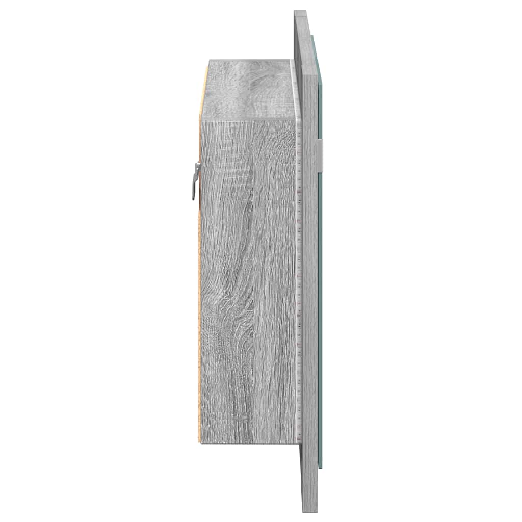 LED kupaonski ormarić s ogledalom boja hrasta 60x12x45cm drveni