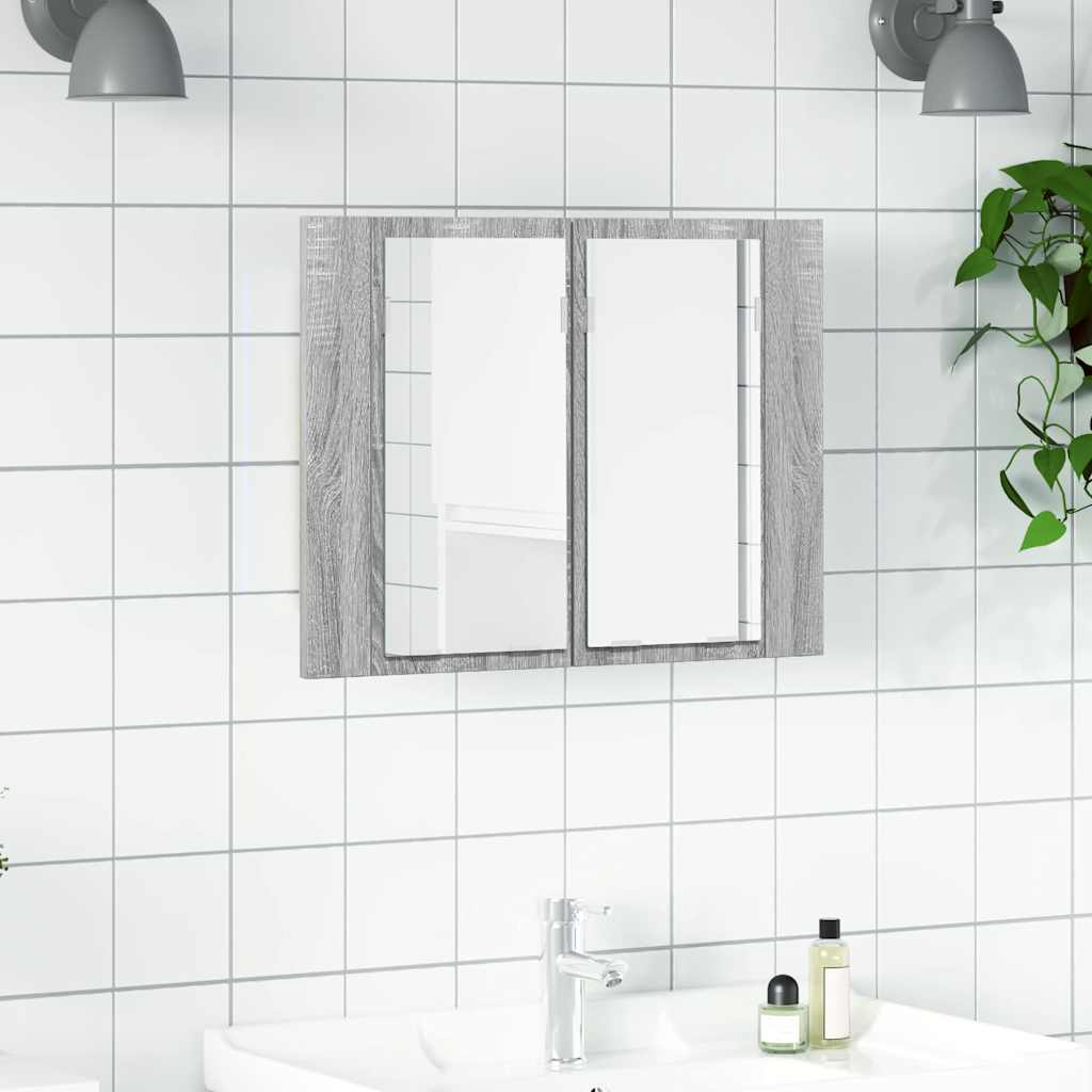 LED kupaonski ormarić s ogledalom boja hrasta 60x12x45cm drveni