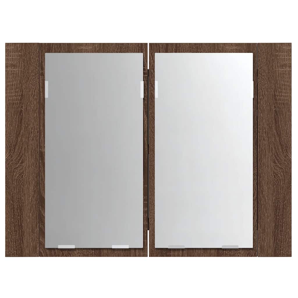 LED ormarić s ogledalom smeđa boja hrasta 60x12x45 cm drveni
