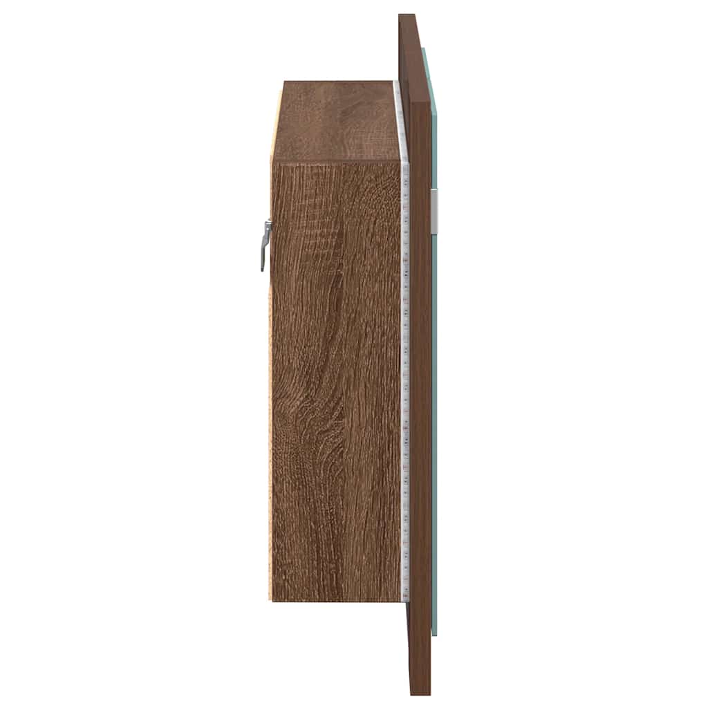 LED ormarić s ogledalom smeđa boja hrasta 60x12x45 cm drveni