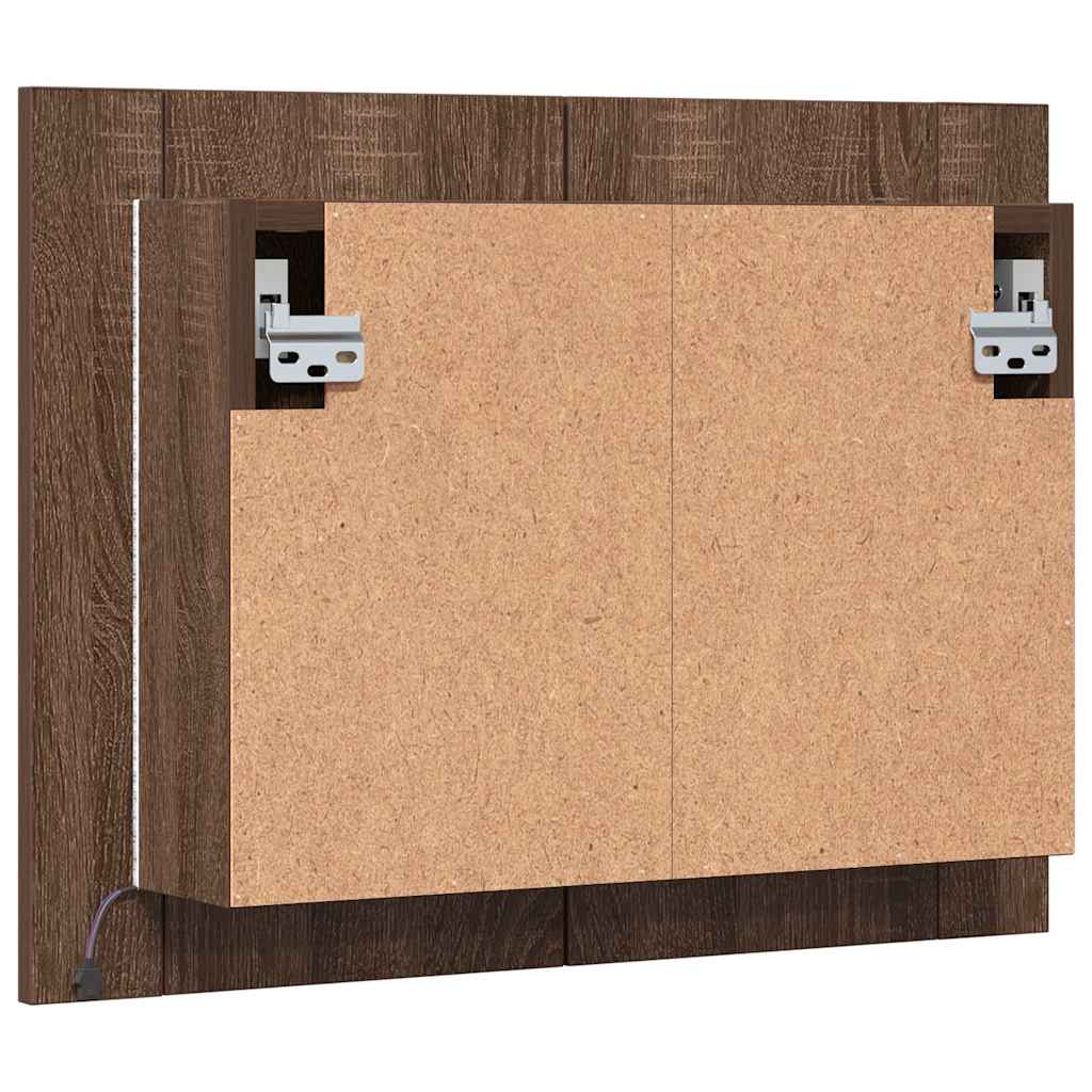 LED ormarić s ogledalom smeđa boja hrasta 60x12x45 cm drveni