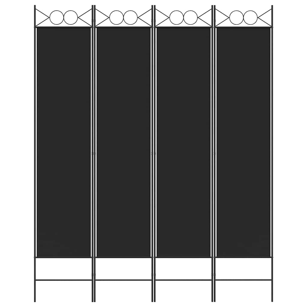 Sobna pregrada s 4 panela crna 160 x 200 cm od tkanine