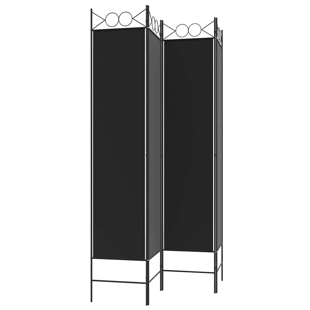 Sobna pregrada s 4 panela crna 160 x 200 cm od tkanine