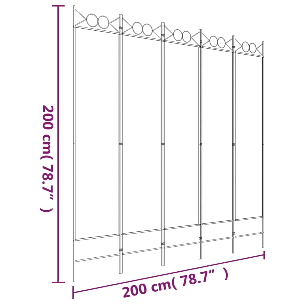 Sobna pregrada s 5 panela antracit 200 x 200 cm od tkanine